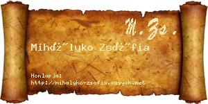 Mihályko Zsófia névjegykártya